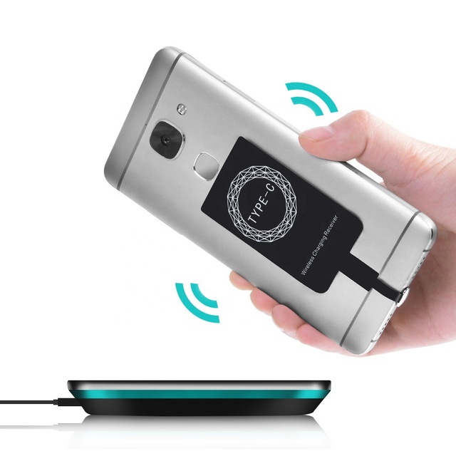 New Type C Universial Mini Mobile Phone Portable Wireless Charger Receiver Card Adapter Fast Charging Pad for iphone for samsung