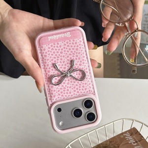 Fashion girls leopard print bowknot PU leather phone case for iPhone 13 14 15 16 17 pro max shockproof <b>back</b> cover wholesale - Product Image 5