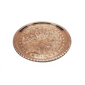 Plaque de chargeur couleur cuivre en acier inoxydable forme ronde faite à la main sous les plaques pour la maison et les restaurants - Product Image 1