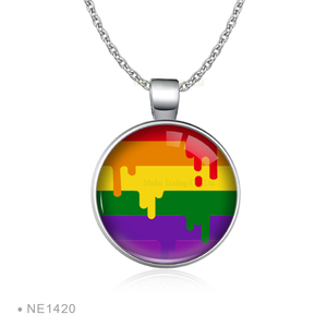 Collar con Colgante de Cabujón de Cristal con Diseño de Bandera LGBT Orgullo Amor Más Poco Miedo, Venta al por Mayor de Fabricante - Product Image 3