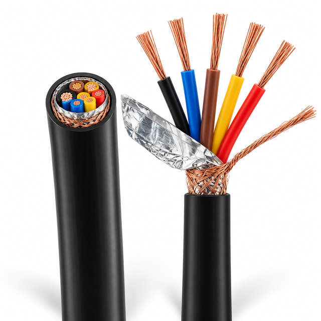 Multi Core RVVP Flexible Shielded Cable 2x0.75 2x0.5 Copper Wire Screening Control Cable for PLC Security Monitoring System