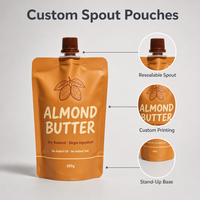 Pochette à bec verseur personnalisée, Doypack avec bouchon à vis pour beurre de noix, beurre de cacahuète, beurre d'amande