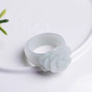 새로운 천연 옥, 옥, 모란꽃 반지(남녀공용), 옥으로 조각된 커플 반지, 장미꽃 반지 - Product Image 3