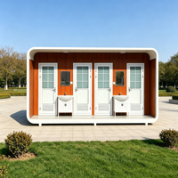 Module de toilettes portables en acier léger sur mesure, 4 cabines de toilettes en acier léger avec lavabo extérieur, toilettes en panneaux sandwich pour parcs et hôpitaux