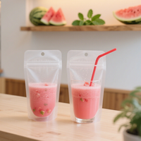 Sachet refermable en plastique PET transparent Lebei, sans BPA, de qualité alimentaire, réutilisable, pour jus, boissons liquides, avec paille pour l'emballage
