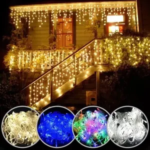 圣诞派对花园屋檐装饰瀑布户外装饰发光二极管灯窗帘串灯