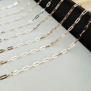 Xinfly Luxury Jewelry Brand 2.2mm Wide Dainty 18k Pure Solid Gold Waterproof Paper Clip Link <b>Chain</b> Choker Necklace <b>Men</b> Women - Product Image 5