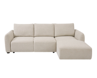 Canapé d'angle convertible moderne en fausse fourrure de lapin, avec lit gigogne intégré et chaise longue rembourrée effet nuage pour salon