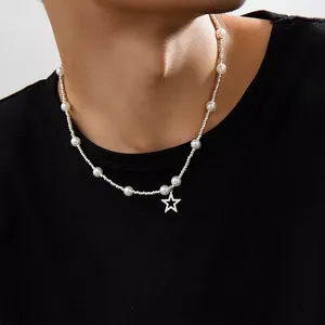 SHIXIN Simples CCB Beads Imitação Colar de Pérolas para Homens Star <span class=keywords><strong>Ring</strong></span> Charme Gargantilha Jóias No Pescoço Boy Party Cool Acessórios - Product Image 2
