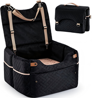 Siège de voiture surélevé pour chien, 3 hauteurs réglables, 2 rehausseurs en mousse alvéolée, imprimé, imperméable, durable pour chiens de taille moyenne - Toutes saisons