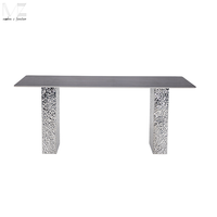 Tables de salle à manger en pierre frittée rectangulaire Juego De Mesa De Comedor Table de salle à manger moderne de luxe en acier inoxydable argenté brillant