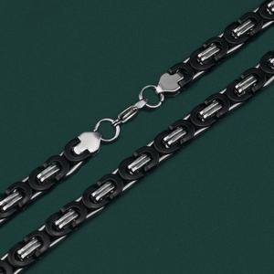 สร้อยข้อมือและสร้อยคอผู้ชาย สแตนเลสชุบทอง 18K สีดำ สีเงิน ลายไบแซนไทน์ ไทเทเนียมประดับเพชรเม็ดใหญ่ ขายส่งจากโรงงาน - Product Image 3