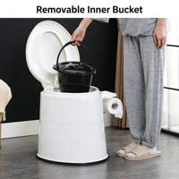 Ensemble WC portable en plastique deux pièces, support de papier toilette, structure robuste, style classique, usage domestique universel - Vente en gros usine