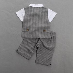 Ensemble deux pièces d'été pour bébés et enfants : Nouveauté – Costume élégant pour garçons avec chemise à nœud papillon et short - Product Image 2