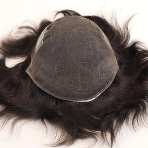 Prótesis Capilar de Encaje Francés con Frente Decolorado y Base de PU para <span class=keywords><strong>Hombre</strong></span>, Venta al por Mayor en China, Modelo Q6 # Parche para la Caída del Cabello 1B - Product Image 4