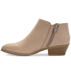 <span class=keywords><strong>Botines</strong></span> de tacón apilado de ante sintético <span class=keywords><strong>con</strong></span> punta redonda y cremallera lateral para <span class=keywords><strong>mujer</strong></span>, estilo western, cómodos y a la moda. - Product Image 2
