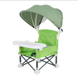 स्टॉक आउटडोर फोल्डिंग बेबी सीट पिकनिक समुद्र तट पर बच्चों की कुर्सी सनशेड और डाइनिंग ट्रे के साथ - Product Image 6