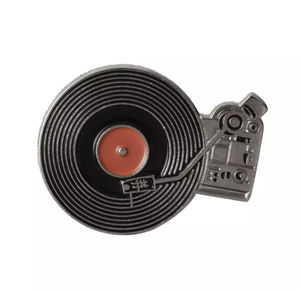 5 Estilos de Pins de Esmalte con Diseño de Tocadiscos, Iconos Musicales, Símbolos de Reproductores de Audio, Pins Metálicos para Solapa, Insignias al por Mayor para Amantes de la Música - Product Image 4