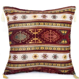 <b>Cushion</b> <b>Cover</b> With Bordo - Cream Color Turkish Fabric With Turkish Kilim Design.... Made in Turkey .... From Turkey - Product Image 1
