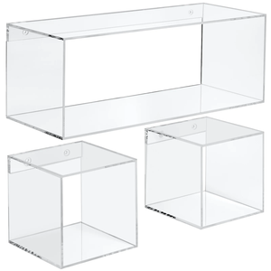 Crystal Clear <strong>4</strong> Sided Floating Storage Shelf Acrylic Wall Display Shelves Bathroom Cube Organizer Shelf Home Decor Display <strong>Rack</strong> - Product Image 4