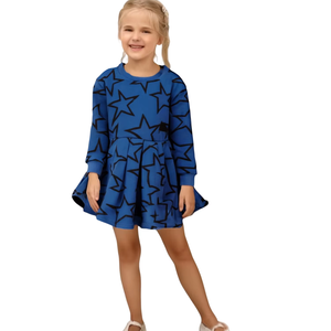 Gaun Pullover berlipat motif kustom untuk anak perempuan gaya kasual mewah pakaian anak-anak mantel & pakaian - Product Image 1