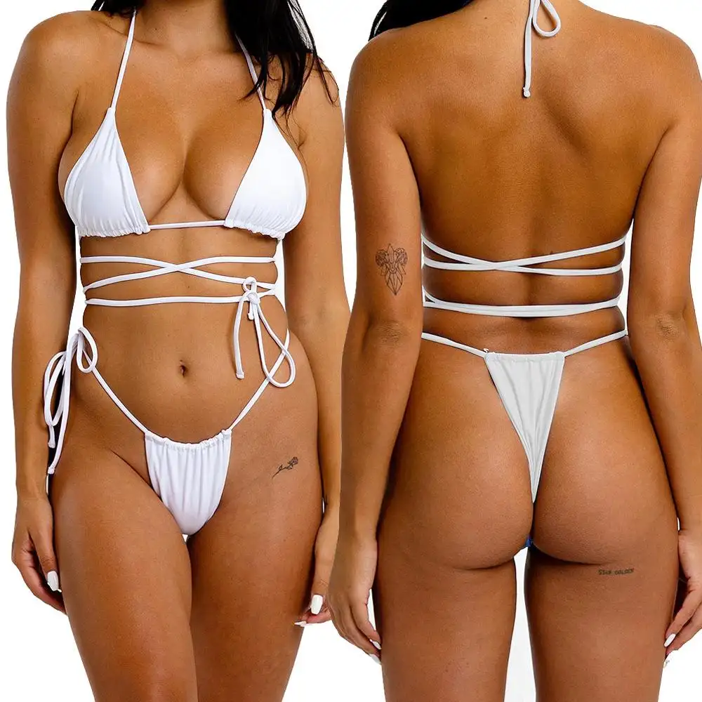 Veelzijdige Halter Bikini Multiple-Tie Sexy Europese Amerikaanse Stijl Badmode Voor Strand