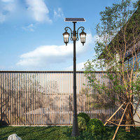 Lampe de jardin extérieure de style européen à LED solaire et électrique, IP54, avec commande intelligente par interrupteur, en aluminium et verre