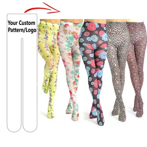 Wholesale 360 Custom Printing Stylish Summer Thin Digital Print Wild Flower Butterfly Print Patterned Girls Women Pantyhose