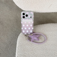 Coque de téléphone transparente à pois INS pour iPhone 18 Pro Max 16 15 Pro avec cordon de suspension étoile 17 Pro Max, étui tendance en silicone