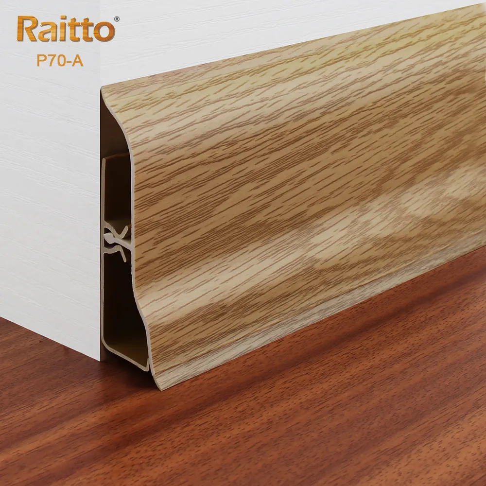 P70-A, Raitto Plastic Interior Decorative Trim Moulding Baseboard Plastic Flooring Skirting Board Wall Corner Protector