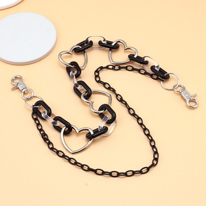 Cadena de cintura yueliHeart de aleación de zinc de doble capa, negra, estilo punk hip hop, para uso diario, cadena corporal de moda. - Product Image 4