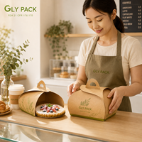 Boîte à gâteau en papier kraft imprimée sur mesure avec poignée, emballage alimentaire de qualité pour pâtisserie, dessert, tarte, à emporter pour les cafés