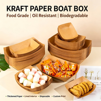 Barquette jetable en papier kraft biodégradable, qualité alimentaire, résistante à la graisse, imperméable, compatible micro-ondes, pour hot-dogs et frites commerciaux