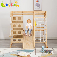 Structure d'escalade multifonctionnelle en bois 9-en-1 pour l'exercice des enfants - Aire de jeux Jungle Gym