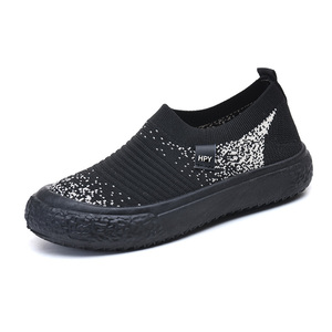 Chaussures à enfiler pour femmes DINGSHENG, collection automne, antidérapantes, motif uni, dessus en tricot de vache, semelle intermédiaire en EVA, talon moyen de 3-5 cm, fermeture en une seule étape - Product Image 3