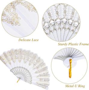 Vente directe en gros, éventail portable pour femmes, pour la danse et les mariages, éventail pliable à imprimé rose, éventail chinois - Product Image 4