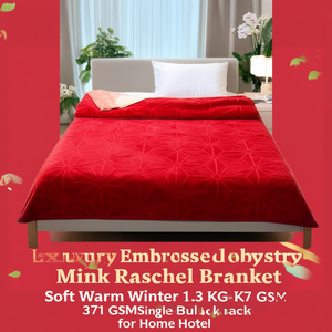 Couverture en polyester matelassée gaufrée de luxe, effet vison Raschel – Douce et chaude pour l'hiver, 1,3 kg, 371 GSM, motif géométrique, emballage individuel en vrac pour - Product Image 3