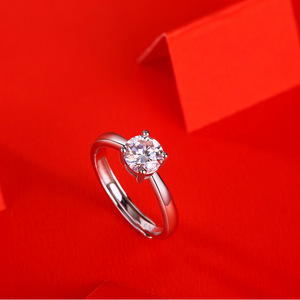 Anillo de Plata de Ley 925 con Diamante Moissanita de 1ct, Color D, Claridad VVS, Engaste de Garra, Ajustable, para Mujer - Product Image 6