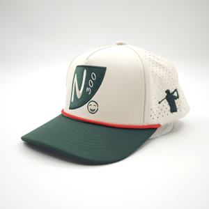 Gorra de béisbol de sarga de poliéster/algodón del fabricante OEM, curvada, resistente al agua, de alto rendimiento, con cuerda, para golf, con logotipo personalizado y puntos. - Product Image 3