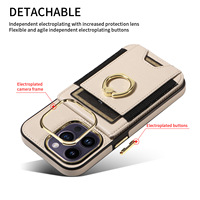 Fentes pour cartes multifonctions portefeuille en cuir PU couverture arrière étui de téléphone pour iphone 15 pro avec porte-anneau étui pour iphone 15 pro max
