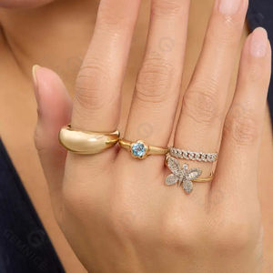 แหวนบลูโทแพซทรงสี่เหลี่ยม Gemnel Morrison ประดับพลอยแท้ เงินแท้ 925 ดีไซน์ดอกไม้เรียบง่าย ชุดเครื่องประดับลายดอกไม้ - Product Image 3