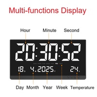 Grand Horloge Murale Numérique Intérieure avec Affichage LED de la Date, du Mois, du Jour, du Week-end et de la Température – Décoration Maison