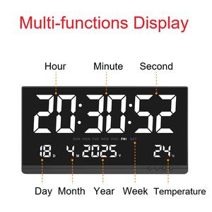 Grand <span class=keywords><strong>Horloge</strong></span> <span class=keywords><strong>Murale</strong></span> Numérique Intérieure avec Affichage LED de la Date, du Mois, du Jour, du Week-end et de la Température – Décoration Maison - Product Image 3