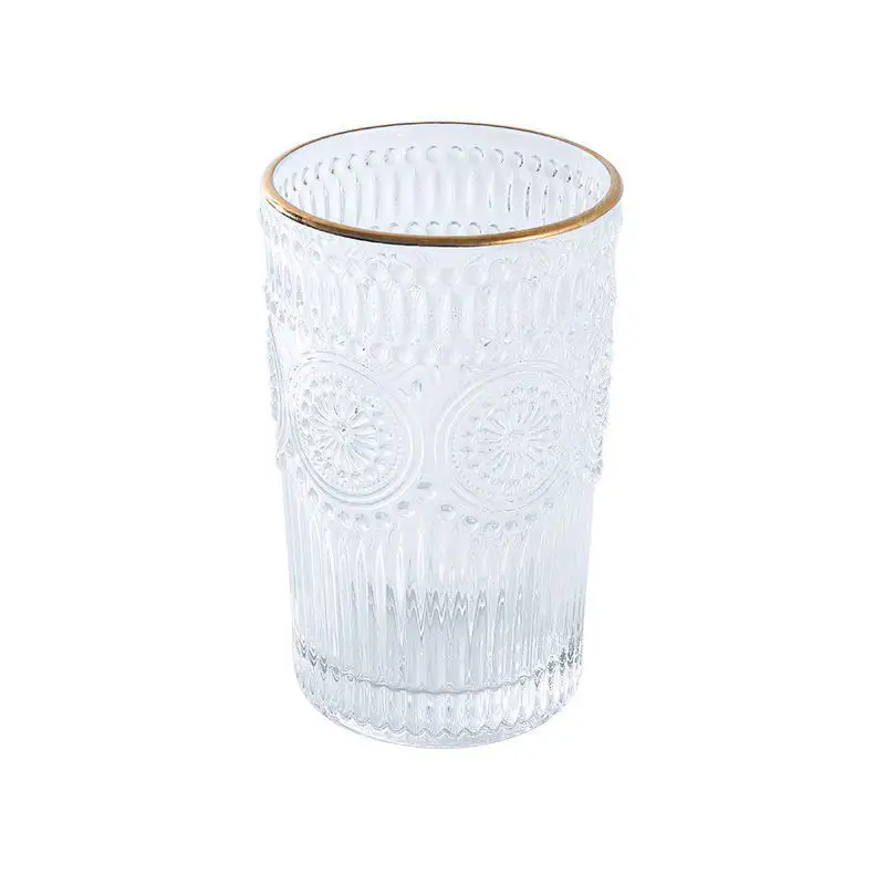 Bicchieri di vetro bicchieri da Cocktail Vintage bicchieri da Cocktail bicchieri di vetro colorati Bar bevande a coste a righe Ice Coffee Cup Drinkware