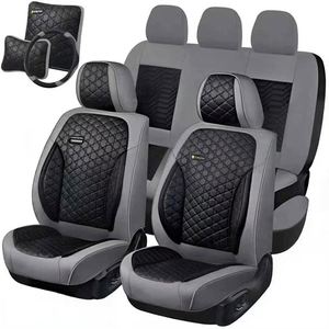 Housses de siège de voiture universelles en cuir tout-en-un avec coussins, ensemble de 9 pièces, offrant un confort et un style premium - Product Image 5