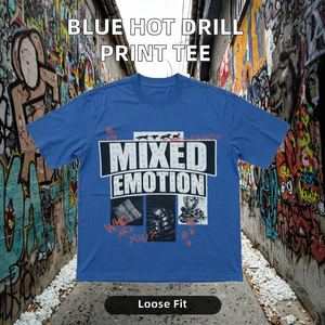 Camiseta Azul Oversize de Algodón con Estampado de Perforación en Caliente, Manga Corta, Gráfico, Estilo Hip Hop Urbano para Hombre - Product Image 2