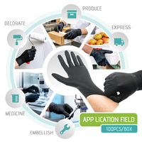 Gants en Nitrile Noirs Médicaux Jetables du Fabricant, Grande Taille, Sans Poudre, Ultra-Durables, Boîte de 100