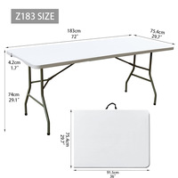 Mobilier d'extérieur de 6 pieds Table pliante de pique-nique Table de fête rectangulaire en plastique Table d'extérieur portable Vente en gros d'usine