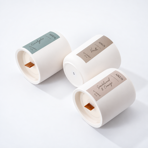Aikun White 10oz Straight Wall Cylindrical Natural Wood Wick Soy Wax <b>Candle</b> with Custom Logo And OEM <b>Gift</b> Box for Home Decor - Product Image 1