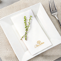 Serviettes en papier jetables de type tissu, avec logo personnalisé estampé à chaud en or, pour hôtel, mariage, événement